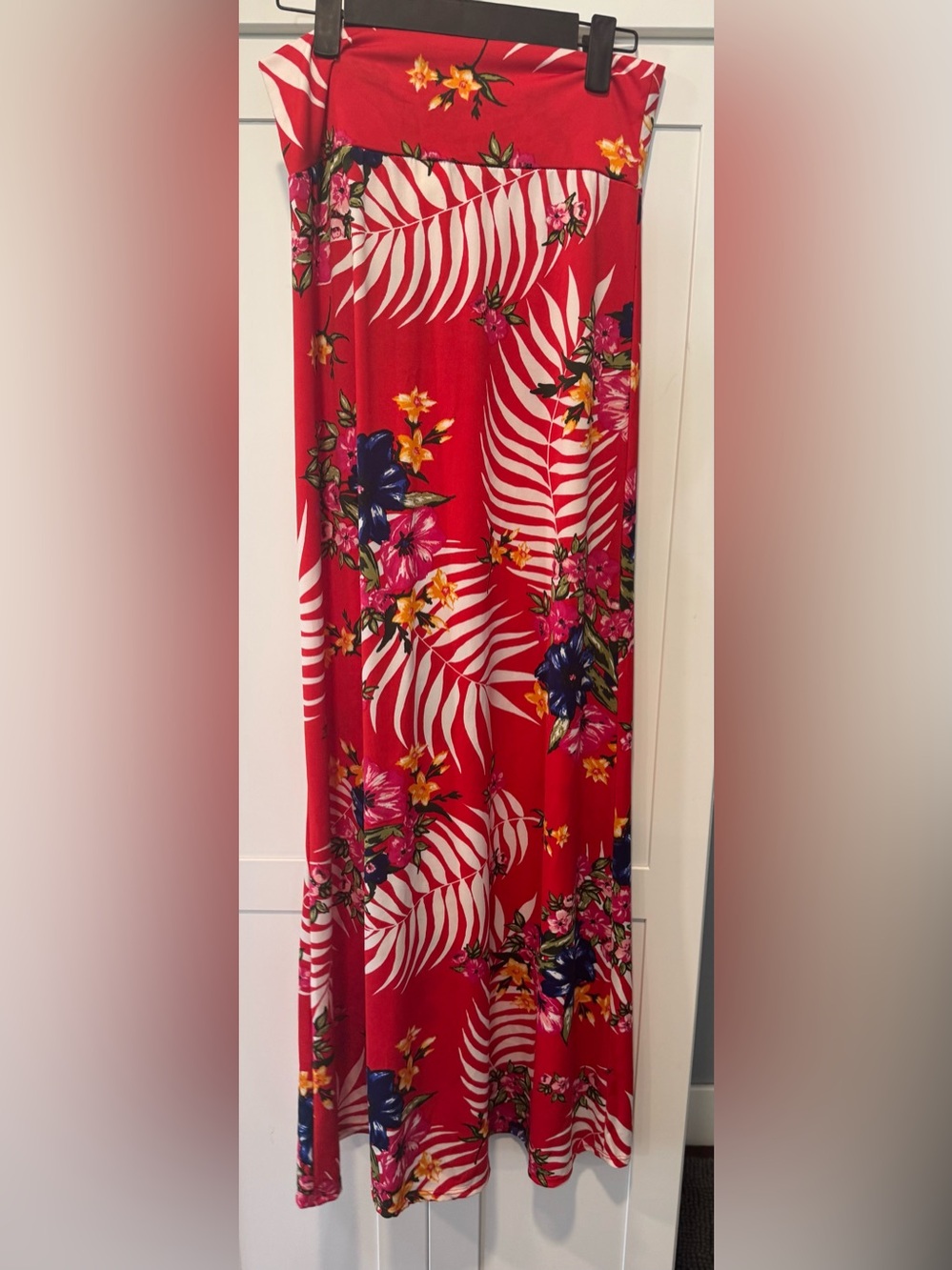 Set of 2 Tropical Red Floral Maxi Skirts - Medium